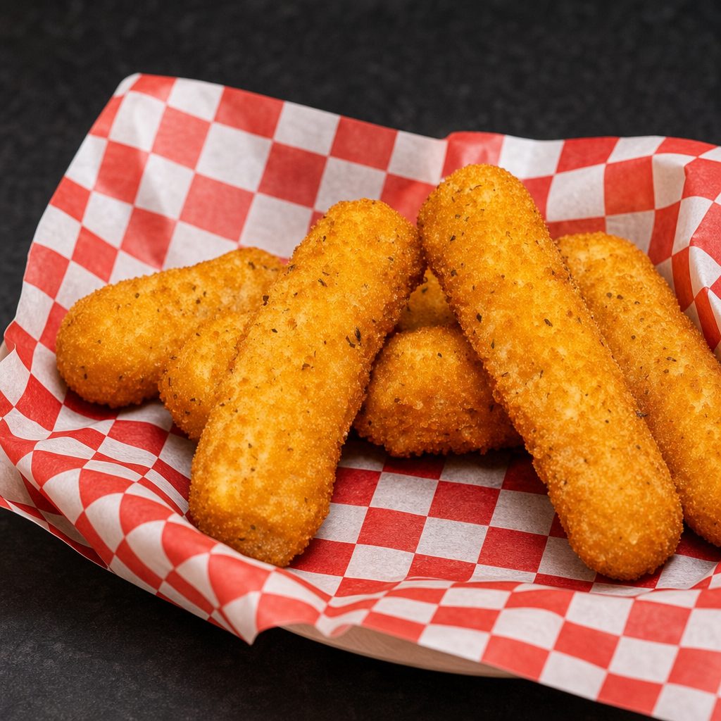 6 Pcs Mozzarella Sticks.