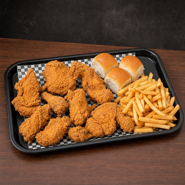 12PC W/ 4 Dinner Roll & LG Fries.